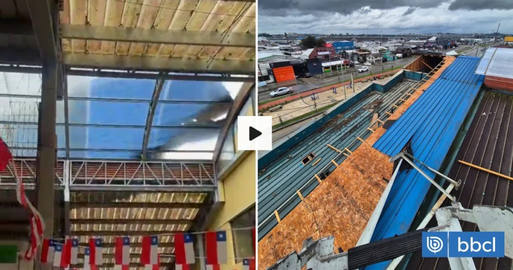 Mercado de Puerto Montt opera con estacionamiento reducido tras voladura de techo